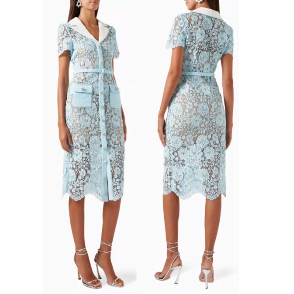 Self-Portrait Blue Lace Midi Dress